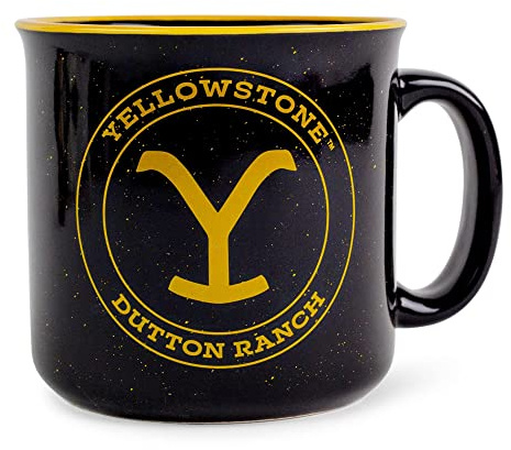 Silver Buffalo Yellowstone Dutton Ranch Ceramic Camper Mug | BPA-Free Coffee Cup For Espresso, Tea | Holds 20 Ounces