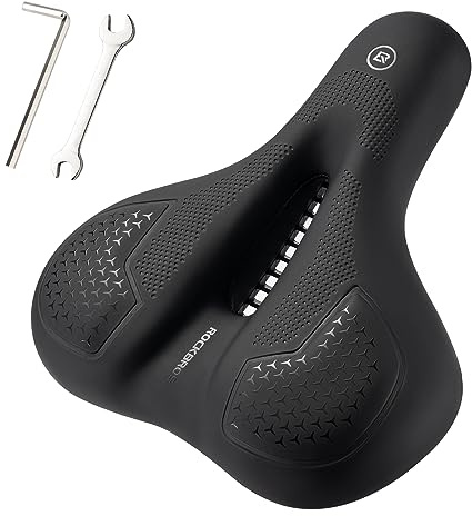 ROCKBROS Comfort Bike Seat - Universally Comfy Gel Bicycle Seat Fits Stationary, Mountain, and Cruiser Bike Saddles - Easy Assembly Tools Included