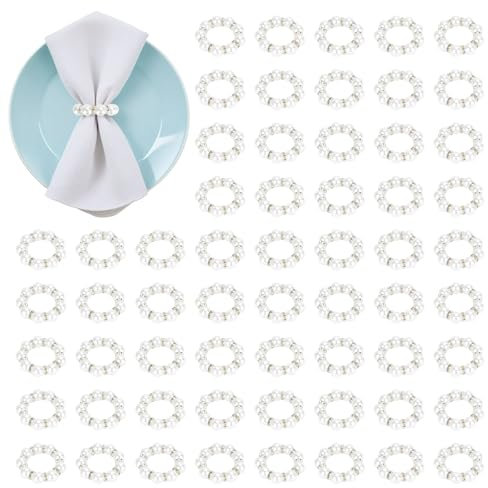 Christmas Pearl Napkin Rings, 30PCS Napkin Rings Buckles Serviette Rings Stretched Rhinestone Napkin Ring Holder, Napkin Buckles Table Decor for Dinner Wedding Banquet Party Thanksgiving (30)