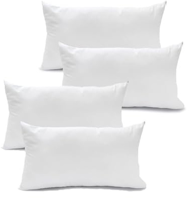 Generico 4 cuscini guanciali da letto CALEF in morbida fibra naturale 100% cotone lavabile in lavatrice 50X80 CM 100% percalle di cotone, filato 40/40.