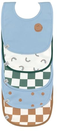 LÄSSIG Bébé bibs ensemble (5 pcs) fermeture autoagrippante coton imperméable/Value Pack Bib Happy Rascals Smile