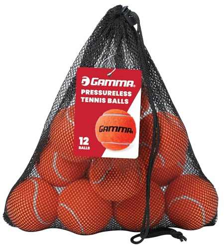 Gamma Pressureless Tennis Balls for Tennis Practice and Lessons, Longer-Term Durability and More Bounce Than Standard Tennis Balls, Orange, Bag of 12