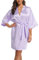 Teemie Peignoir de Bain Femme Satin Kimono Court Robe de Chambre Chemise de Nuit Mariée Mariage Veste de Pyjama Violet XXL
