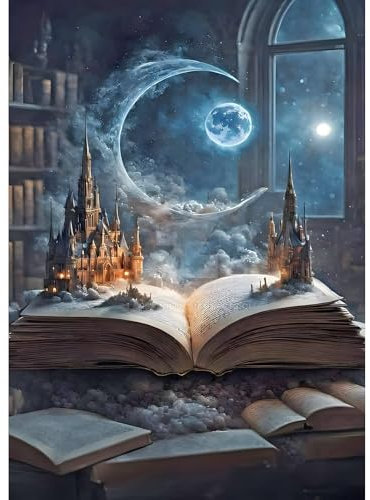 TOSTOG 5D Diamond Painting für Erwachsene,Schloss und Bücher Diamant Painting Kits Bilder,Diamant Malerei DIY Diamond Painting Bilder Set 30x40cm für Wanddekor