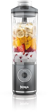 Ninja Blast Max Portable Blender, 570ml, Rechargeable Battery, Blending Cup & Leak-proof Lid, 3x Blend Functions, Makes Smoothies, Protein Shakes, Blends Ice & Frozen Fruit, Cool Grey BC251EUGY