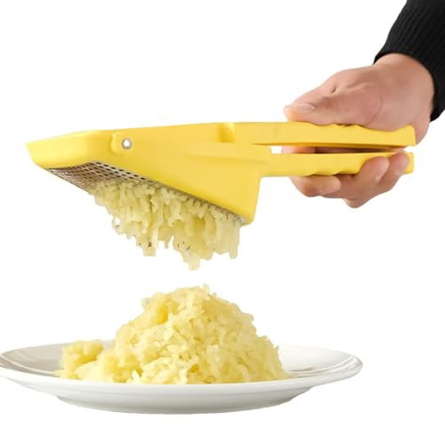 Duroecsain - Prensa de puré de patatas de acero inoxidable,Utensilio de puré de patatas de acero inoxidable - Utensilio de puré liso con asa, prensapuré de alimentos pesados