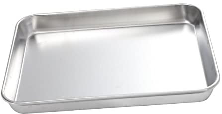 Bandeja De Acero Inoxidable Rectangular 26.5X15.5Cm Ideal para Servir Alimentos En Eventos Reuniones Y Fiestas