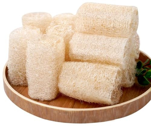 ZXCVWWE Lot de 6 éponges en luffa naturel pour le corps, éponge de cuisine en luffa naturel, véritable éponge luffa bio pour exfoliation et nettoyage de la peau lisse, idéale pour homme et femme,