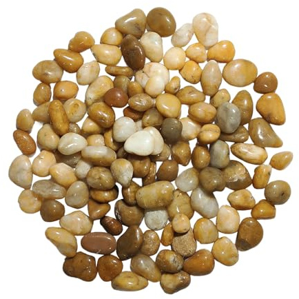 2000g Piedra Jardín Decoración Canto Rodado, Piedra Natural Pulido, Piedras Decorativas Jardin Guijarros Naturales Pequeñas 1-3 cm para Paisajismo, Jardin, Acuarios, Suculentas (Amarillo, 1-3 cm)