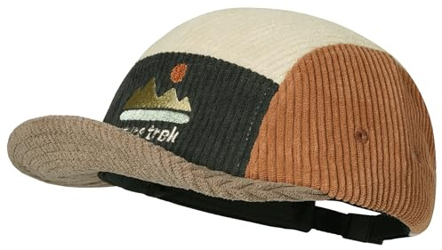 Clakllie Corduroy 5 Panel Short Brim Hats Vintage Short Peak Cap Flat Brim Baseball Cap Skateboard Dad Hat,BSWP2585-Brown