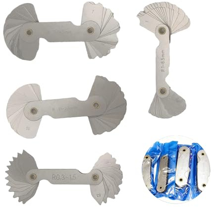 Juego de calibradores de radio de acero inoxidable R0.3-1.5/R1-6.5/R7-14.5/R15-25, Herramienta de medición convexa y cóncava, ideal para galgas reglaje válvulas y radio medidor de filete de metal