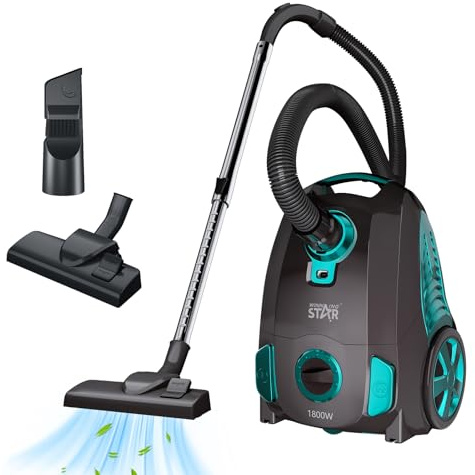 Oamger Beutelloser Staubsauger 1800W mit HEPA Filter – 4L Staubsackfrei, 5m Kabel, Leiser Betrieb für Teppiche & Hartböden, Ideal für Haustierhaare, Allergiker & Haushalte (Inkl. Mehrzweckdüsen) (4L)