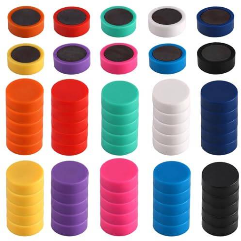 60 Pezzi Calamite per Lavagna Magnetica Magneti Frigo, 10 Colori Calamite Frigorifero Magnete Potente, Colorati Rotondi Magnete Piccole per Lavagna Magnetica, Bacheca, Frigorifero, Calendari, Maps