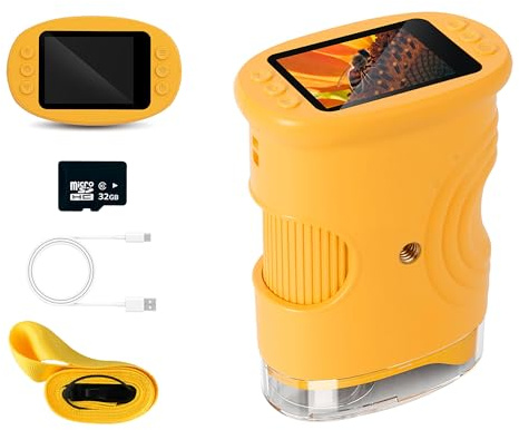 Mcbazel 1000X Handheld Digital Microscope for Kids, Rechargeable Mini Pocket Microscope with 2.0 IPS Screen, Toys Birthday Gifts for Girls Boys, Portable Edu Science Gift Age 4-12