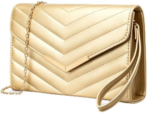 Larcenciel Pochettes et Clutches Femme avec Poignet – Sac à Main Enveloppe Élégant en Cuir avec Chaîne pour Mariage, Fête