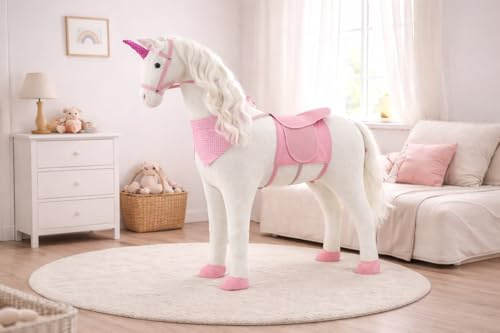 Sweety Toys 10387 enhörning plysch häst stående häst ridhäst 105 cm