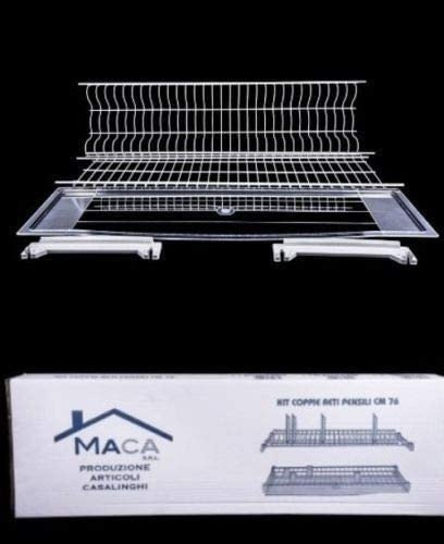SCOLAPIATTI CM 76 SMALTATO BIANCO PORTAPIATTI PENSILE CON VASCHETTA IN PLASTICA