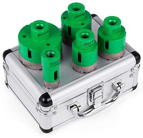 VEVOR Juego de Sierra Perforadora de Diamante de 5 Piezas, Uso para Material Duro, Brocas de Diamante, Diámetros de 1/1,6/1,8/2/2,7 y Rosca M14, Brocas para Taladrar, con 1 Caja Fina Compacta