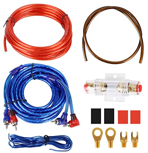 Queiting Verstärker Kabelsatz Anschluss Set Endstufe Kabel 8GA Car Audio Wire Wiring Sicherungshalter Gabelkabelschuhen AGU Sicherung