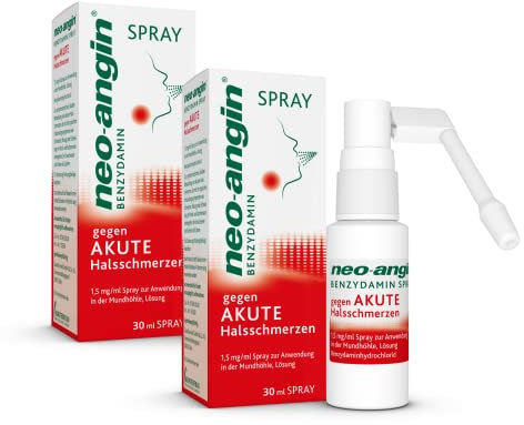 neo-angin Benzydamin Spray gegen akute Halsschmerzen | Bekämpft die Entzündung und wirkt abschwellend | Für Erwachsene & Schulkinder | zuckerfrei | Sparset mit 2 x 30 ml