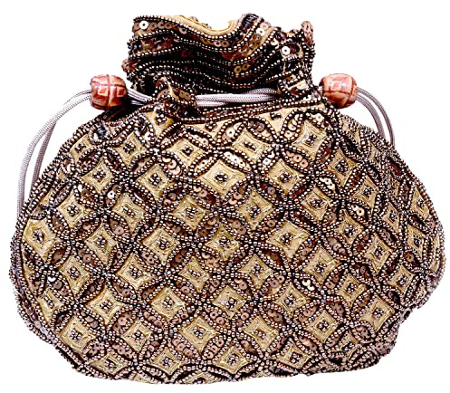 Craft Trade Clutch Bags for Women Traditional Indian Potli Bags Embroidered Floral Wedding Party Gifts Shopping Gifts Jewelry Wedding Strings Drawstring Fancy Bag for Women