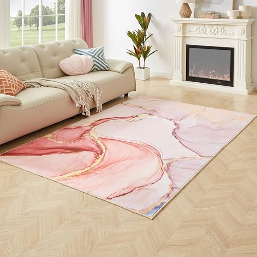 Tappeti Design Teppiche Großes Wohnzimmer 200 x 300 cm, Kurzflor Teppich Sahnepulver Goldener Minimalistischer Stil Teppiche Schlafzimmer, Flur, Esszimmer