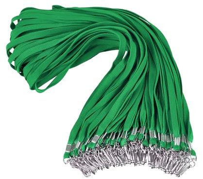 PEAKEEN Badge Lanyards 100 Pack Bulk Badge Lanyards for ID Badges Neck Cruise Lanyard Name Tags Lanyard ID Holder,J-Hook (Green)