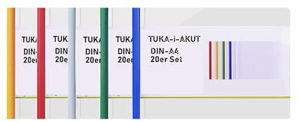 TUKA-i-AKUT 20st. A4 Sliding Bar Binder, PP Transparent Schiebebinder Berichte Umschlag, Abdeckungen Grip Binding Bars Dokumente Klassifizierung, 20er Set, Schiebe Bar in 5 Farben, TKD8041-A4-W-bunt