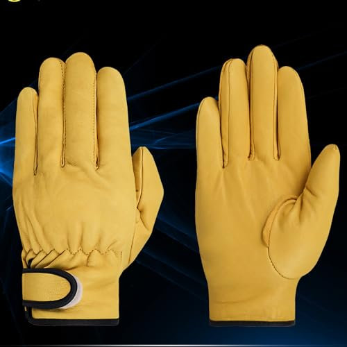 Leapiture Gants De Travail En Cuir, Gants De Protection du Travail En Plein Air, équipement De Protection Pour la Construction De Jardins, Travail Quotidien(XL-jaune)