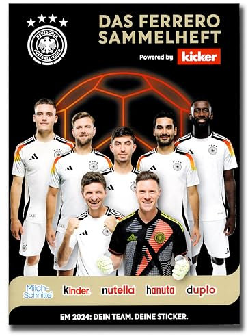 Das Ferrero Sammelheft EM 2024 DFB Team Sticker Sammelalbum für Sammelsticker + Stickertüte mit 5 Sticker