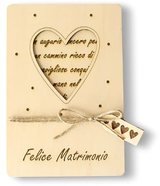 Biglietto Regalo Portasoldi Matrimonio PERSONALIZZATO - Busta Auguri Matrimonio - Decorazione Cuore in Legno - Idea Regalo Nozze
