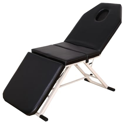 LZLZL Massage Table,Portable 4 Sections Folding Cosmetic Bed,Suitable for Beauty Salons Spa,Static Load Bearing Capacity of 250kg(Black)