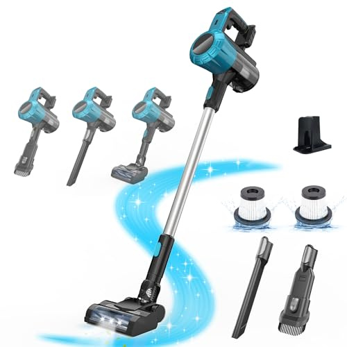 Akku Staubsauger für Makita Akku 18V, 45000Pa 550W Staubsauger Kabellos mit HEPA-Filter×2, 6-in-1 Leichter Handstaubsauger für Tierhaare, Teppich & Harter (Ohne Batterie)