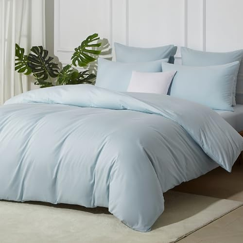 Luofanfei Juego de ropa de cama de algodón reforzado, 220 x 240 cm, diseño liso, transpirable, moderno, funda nórdica y 2 fundas de almohada de 80 x 80 cm, suave y no necesita planchado