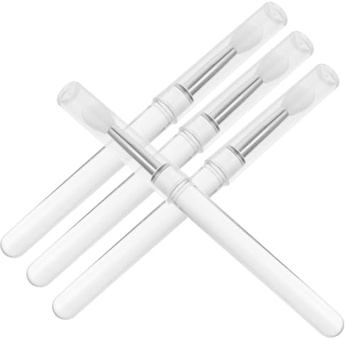 Sewroro Pinceles para Labios de Silicona 4 Piezas Tapa Antipolvo, Aplicadores Transparentes para Maquillaje, Pinceles para Mascarilla Labial y Sombra, Portátiles para Viaje y Uso Diario