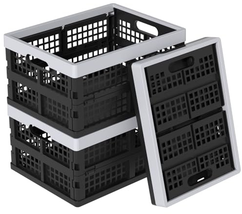 Ziglous 15 Litres Foldable Plastic Storage Crates, Small Storage Basket | Collapsible Folding Storage Boxes, 3 Packs