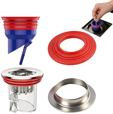 2 Piezas Válvula Antiolores para Ducha,Tapón Antiolores Desagüe 33-52mm,Núcleo de Drenaje de Suelo con Reductor de Silicona y Acero Inoxidable,Desagüe Antirretorno para Baño,Cocina,Balcón y Sótano