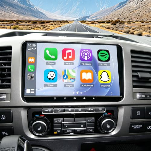 Autorradio Android de 2+32 GB con Pantalla de 9 Pulgadas, CarPlay y Android Auto para VW Caddy 2015-2024, con Bluetooth, WiFi, FM/RDS, SWC, Cámara de visión Trasera AHD