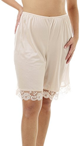 Underworks Pettipants Nylon Culotte Slip Bloomers Split Skirt 9-inch Inseam 3X-large-Beige