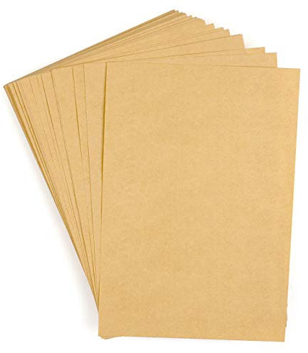 CenterZ 100 Sheets Vintage Kraft Stationary Paper 5.71 x 8.27 inch, A5 Size 120gsm Blank Stationery Writing Letter Papers Bulk Set for Personalized Letters, Creative Poems, Lyrics, Office Notes, etc