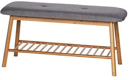 WENKO Schuhbank mit Sitzpolster Bahari 62217100 Grau 45 x 34 x 90 cm