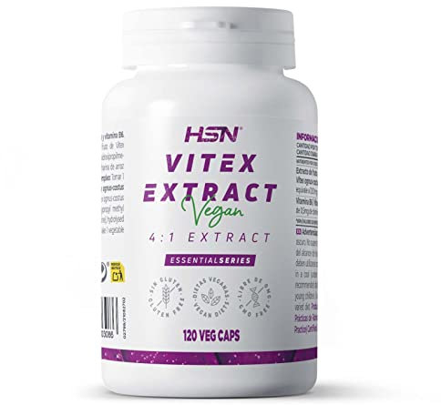 Vitex Agnus Castus 300 mg de HSN | 120 Cápsulas Vegetales 1200 mg equivalencia Fruto de Sauzgatillo por Dosis Diaria | 4x Veces Más Concentrado | No-GMO, Vegano, Sin Gluten