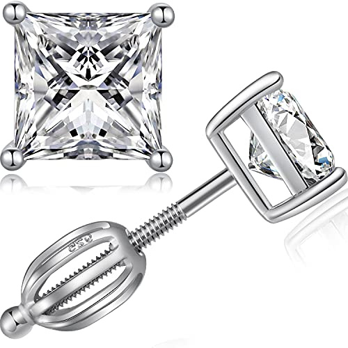 Pendientes Cuadrado,Pendientes Hombre,Pendientes Hombre Cuadrado,Pendientes Diamante Cuadrado,Hombres Plata Pendientes Cuadrado,Pendientes CZ Plata Cuadrado,Pendientes Cúbicos Zirconia Cuadrado 6MM