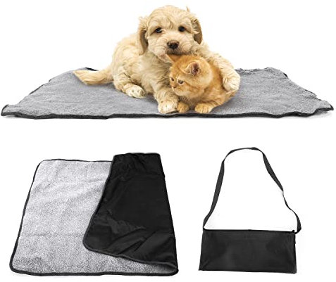 Gohytal Hundedecke für Unterwegs Faltbare Wasserdichte Haustier Decke Flauschig Weich Waschbar Decke für Haustier wasserdichte und Hundedecke Matte für Hunde Welpen Katzen Autositz 100 X70cm (Schwarz)