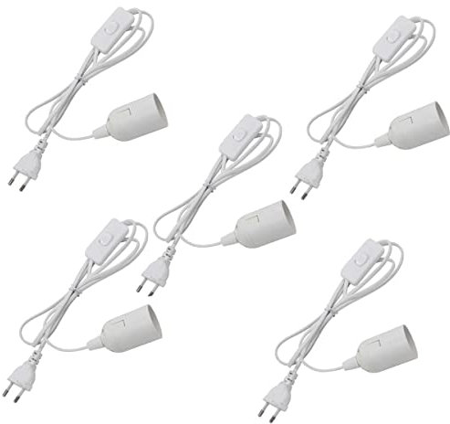 5 Pezzi Portalampada E27 con interruttore a filo cavo, E27 Portalampada, prese per paralume con spine,portalampada a sospensione con presa elettrica,Per Loft Garage Illuminazione