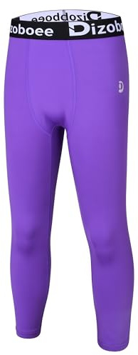 Dizoboee Boys Compression Pants Leggings Tights for Sports Youth Kids Athletic Basketball Base Layer Purple XL