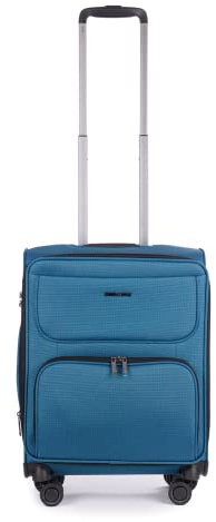 Stratic Bendigo Light+ Koffer Weichschale Reisekoffer Trolley Rollkoffer Handgepäck, TSA Kofferschloss, 4 Rollen, Erweiterbar, Größe S, Petrol