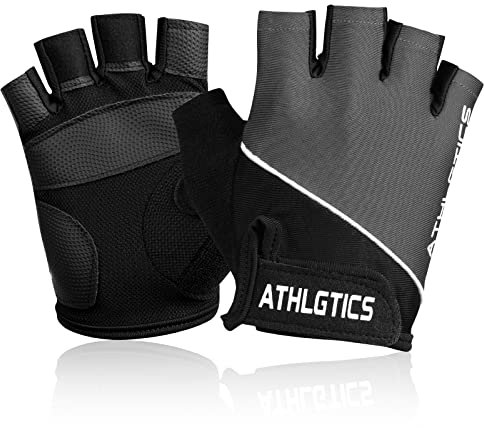flintronic Sports Fahrradhandschuhe, Anti-Rutsch-Stoßdämpfende Halbfinger Fitness Handschuhe, Mountain Road Bike Handschuhe, Atmungsaktive Trainingshandschuhe mit Mikrofasergewebe, Schwarz-M