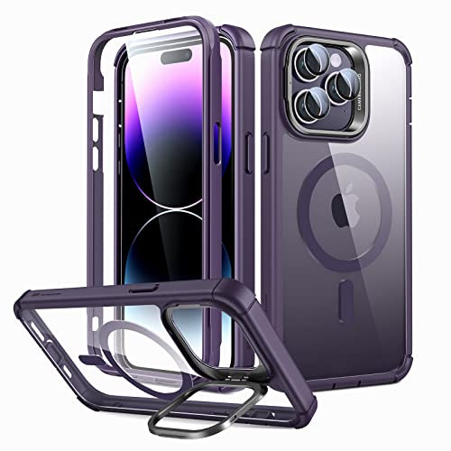 ESR iPhone 14 Pro Case, MagSafe Compatible, Full Body Shockproof, Military-Grade Protection, Magnetic Kickstand Case (HaloLock), Clear Purple