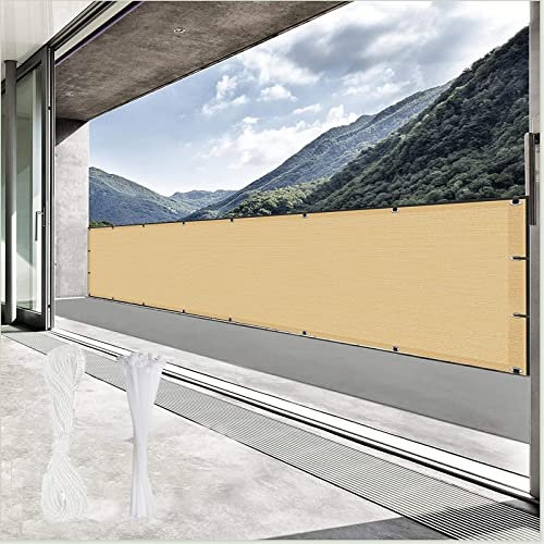 YUANZHI Frangivisto per Recinzione Giardino 95 x 200 cm HDPE 185g/㎡ Anti-Vento Privacy Recinzione Copertura con Fascette per Giardino, Balcone, Giallo Sabbia